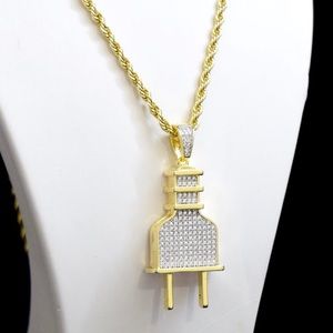 Accessories - 14k Gold Finish Lab Diamond PLUG Charm Chain Accessories - 14k Gold Finish Lab Diamond PLUG Charm Chain